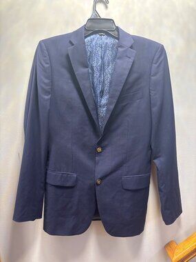 IndoChino Mens Navy Blue Blazer Jacket With Paisley Lining 2-Button Size 36R